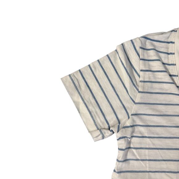 Lucky Brand Venice Burnout Stripe Tee XS White Blue Summer Soft Barefoot Energy - Picture 5 of 5